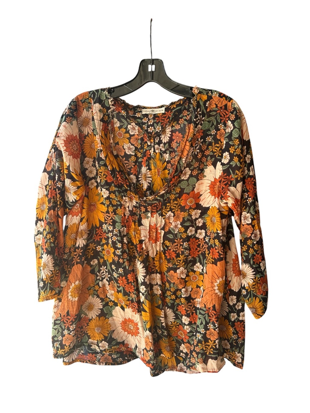 NATURAL LIFE Cotton Tunic-in-a-bag Orange Floral